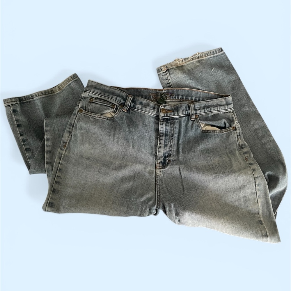 Ralph Lauren Light Blue Straight Leg Jeans with Brown Stitching